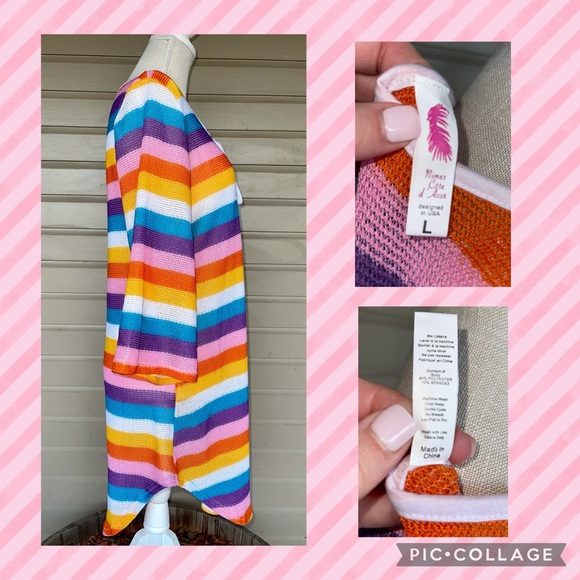 Bold and Bright Multi-Colored Striped Cover-up - Picture 3 of 3